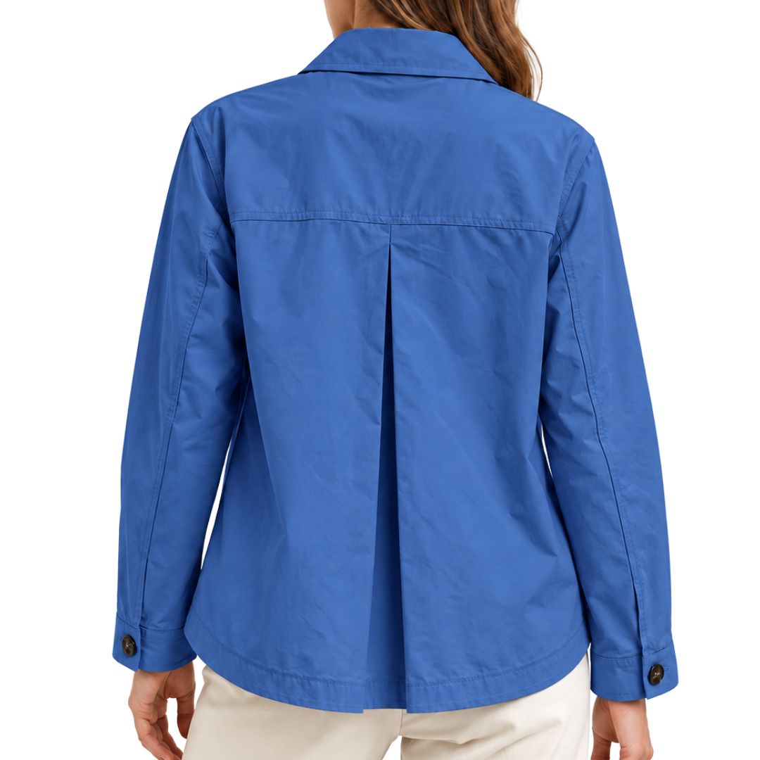 Giubbino donna impermeabile stondato sul fondo misto cotone Made in Italy