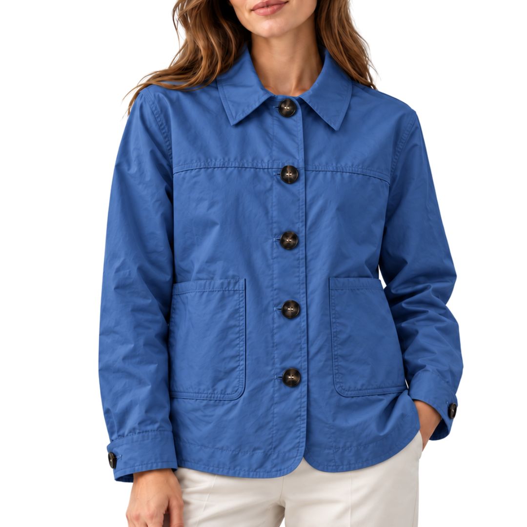 Giubbino donna impermeabile stondato sul fondo misto cotone Made in Italy