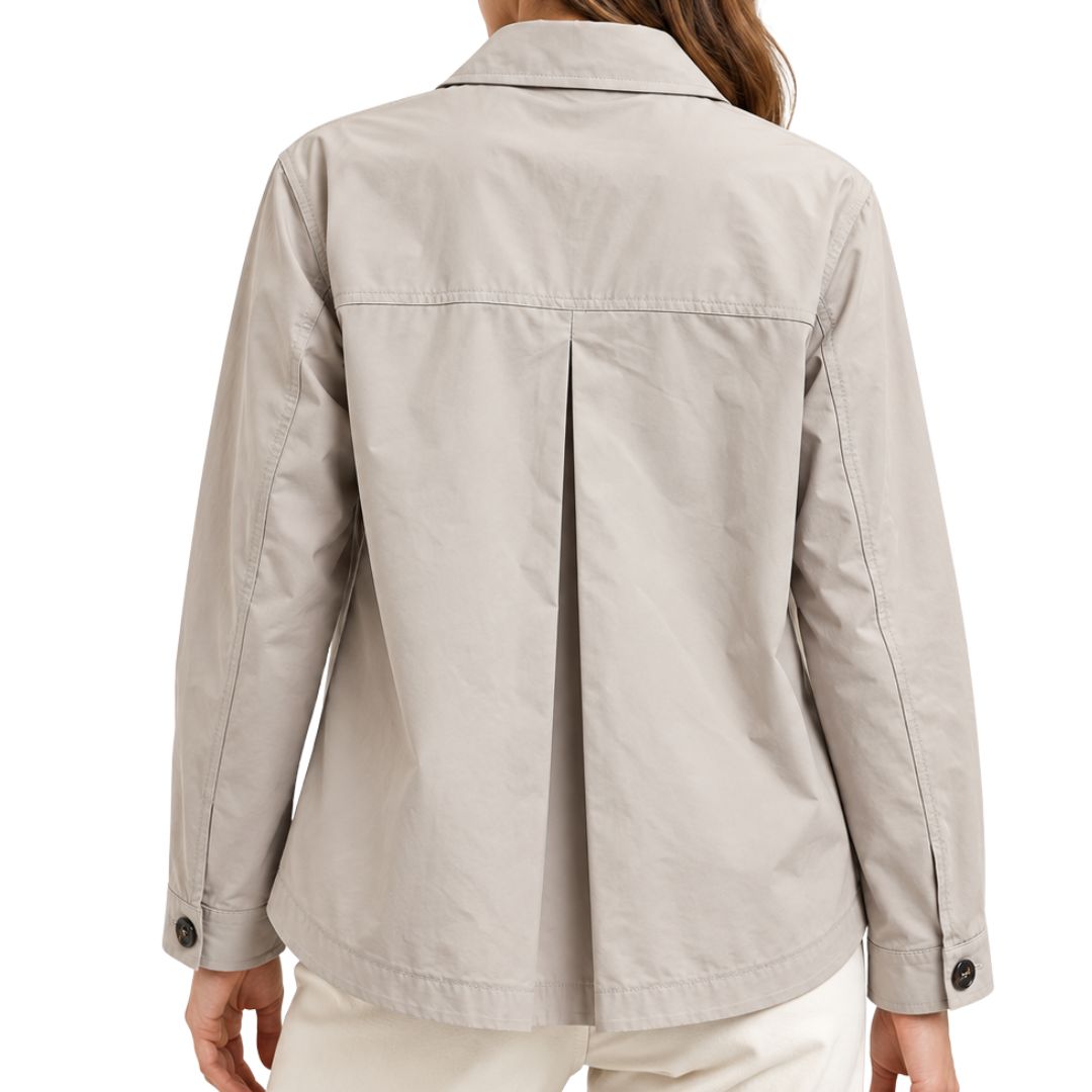 Giubbino donna impermeabile stondato sul fondo misto cotone Made in Italy