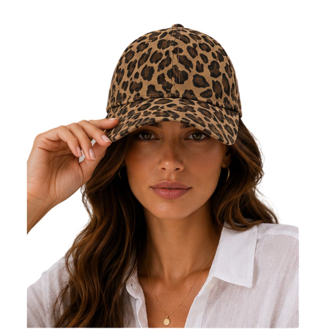 Cappello con visiera donna regolabile maculato in cotone Made in Italy