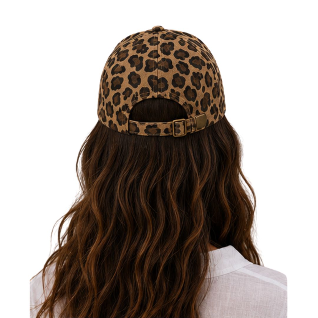 Cappello con visiera donna regolabile maculato in cotone Made in Italy