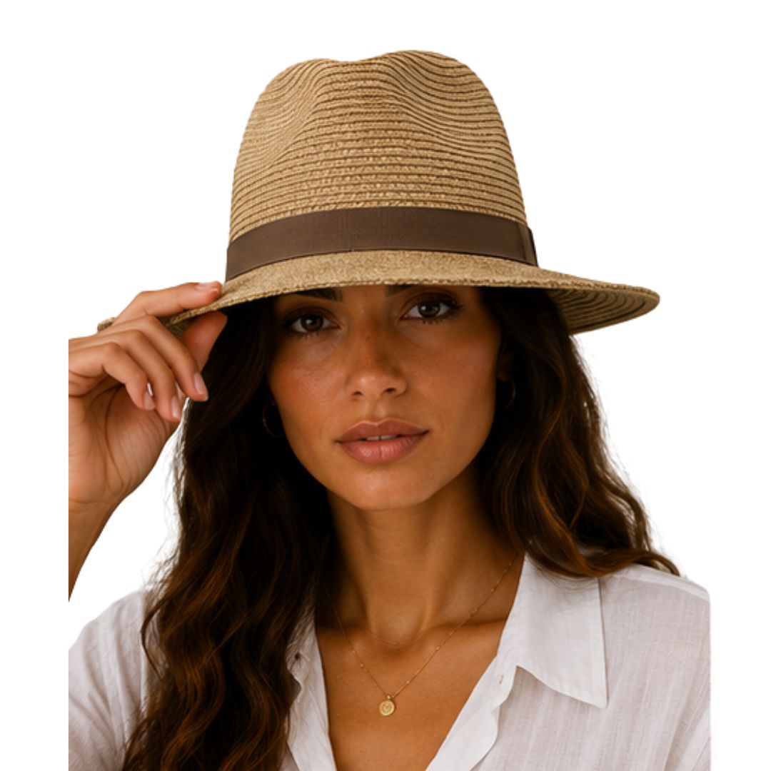 Cappello donna effetto paglia con filo laminato laminato Made in Italy