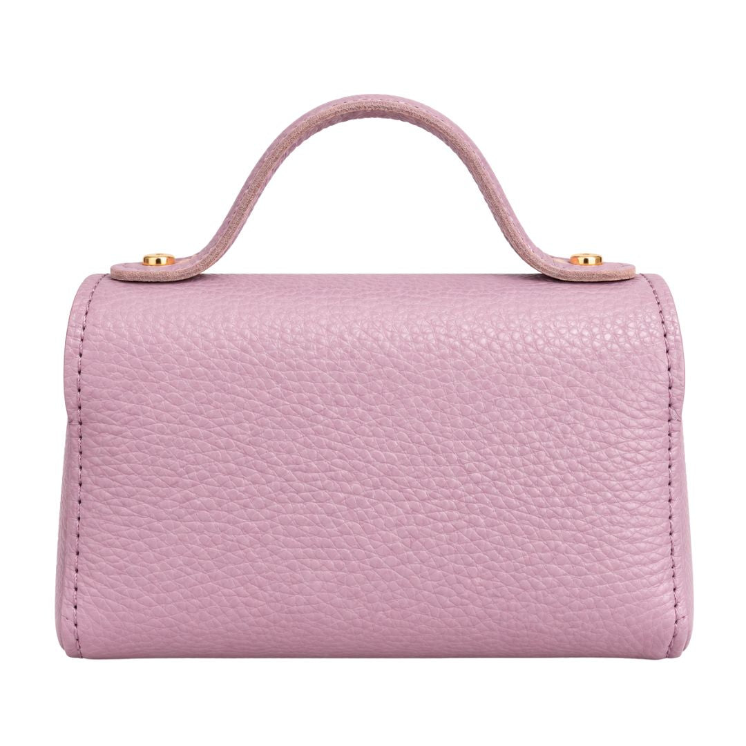 Borsa in pelle con tracolla oro e chiusura in bambù Made in Italy