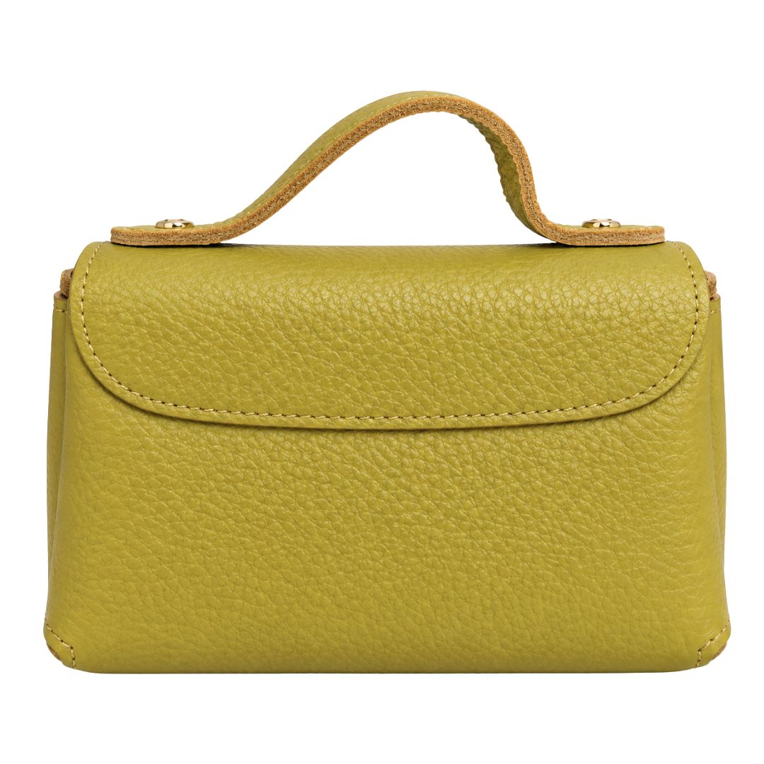Borsa in pelle con tracolla oro e chiusura in bambù Made in Italy