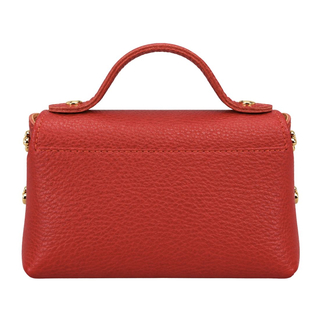 Borsa in pelle con tracolla oro e chiusura in bambù Made in Italy