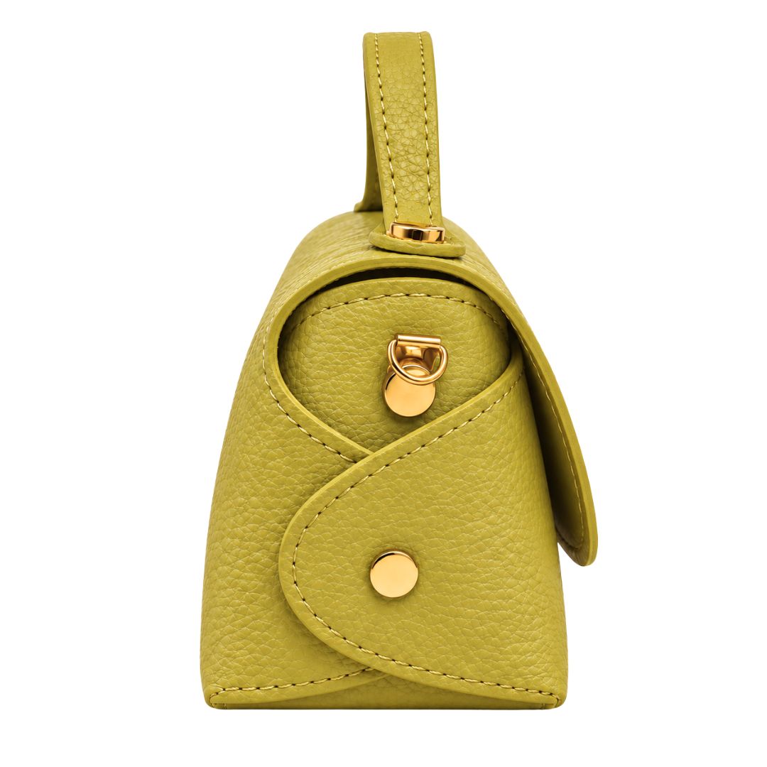Borsa in pelle con tracolla oro e chiusura in bambù Made in Italy