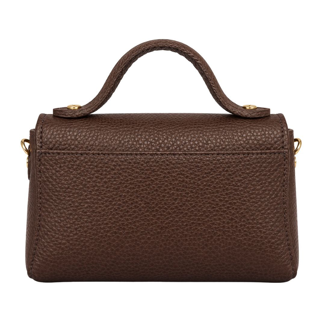 Borsa in pelle con tracolla oro e chiusura in bambù Made in Italy