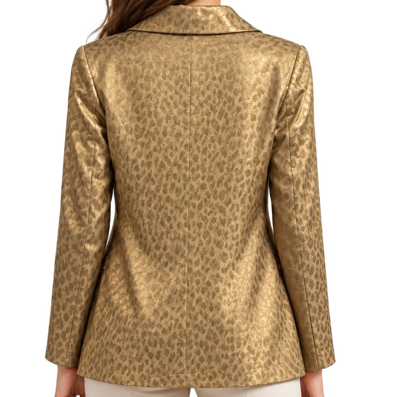 Giacca donna manica lunga 1 bottone fantasia leo tono su tono Made in Italy