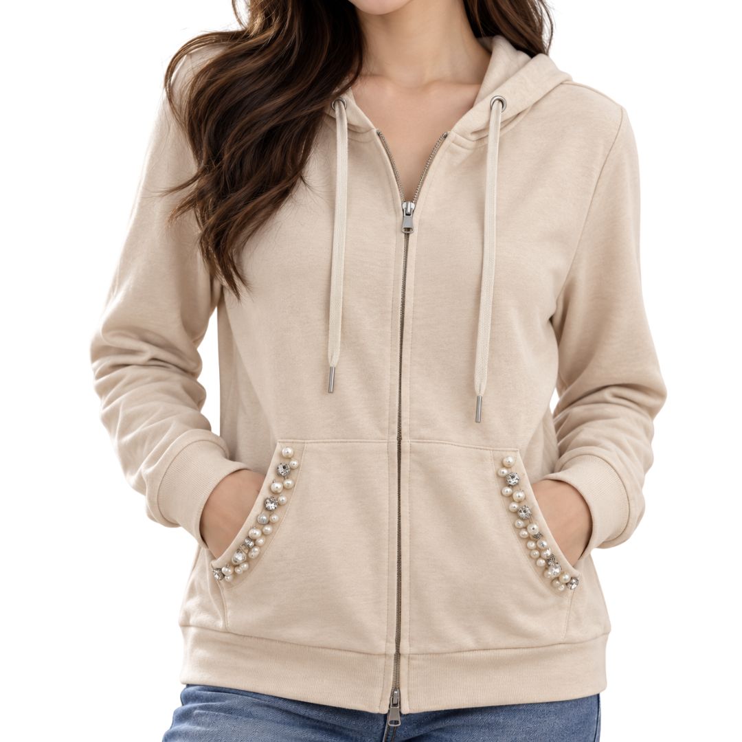 Felpa donna gioiello con zip e cappuccio