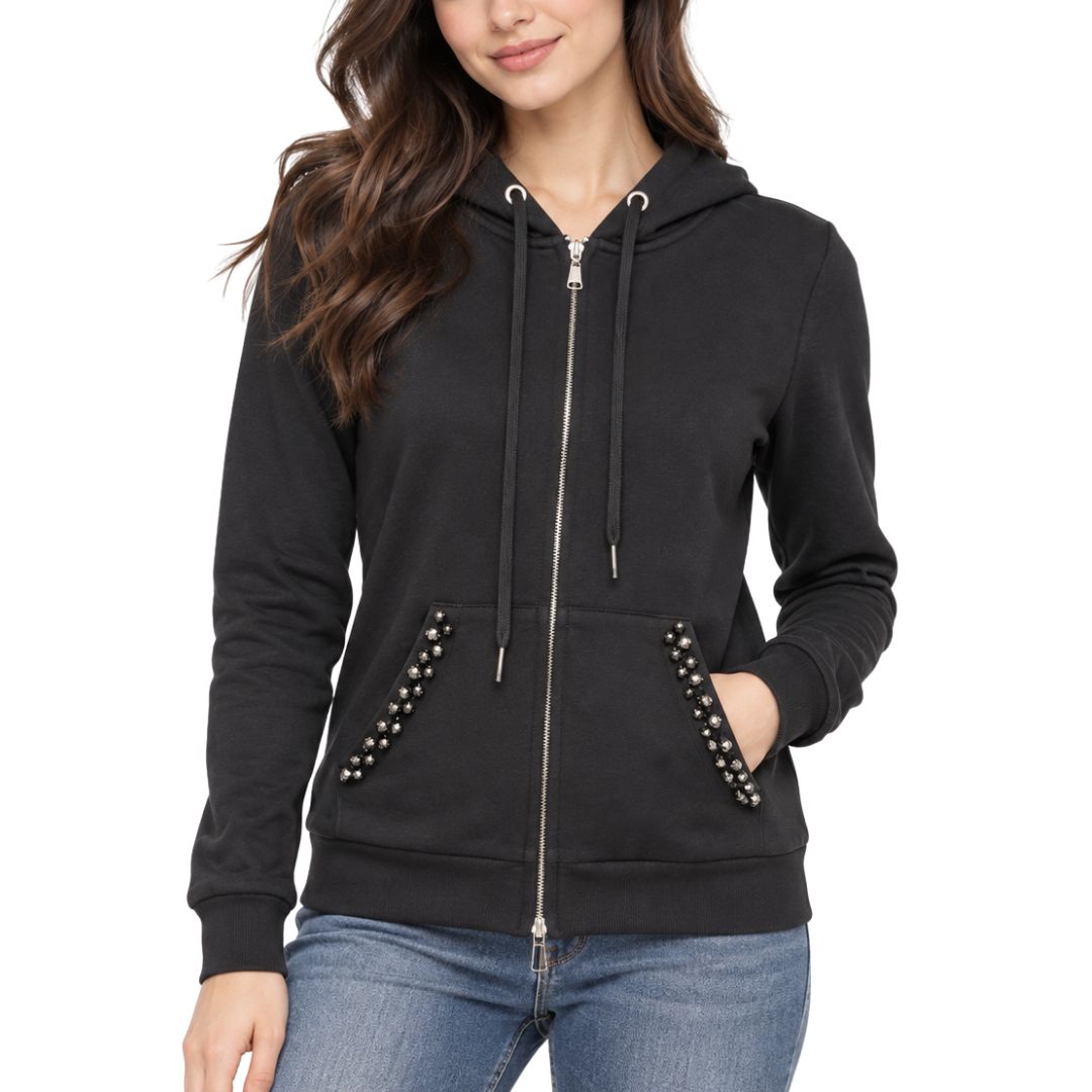 Felpa donna gioiello con zip e cappuccio