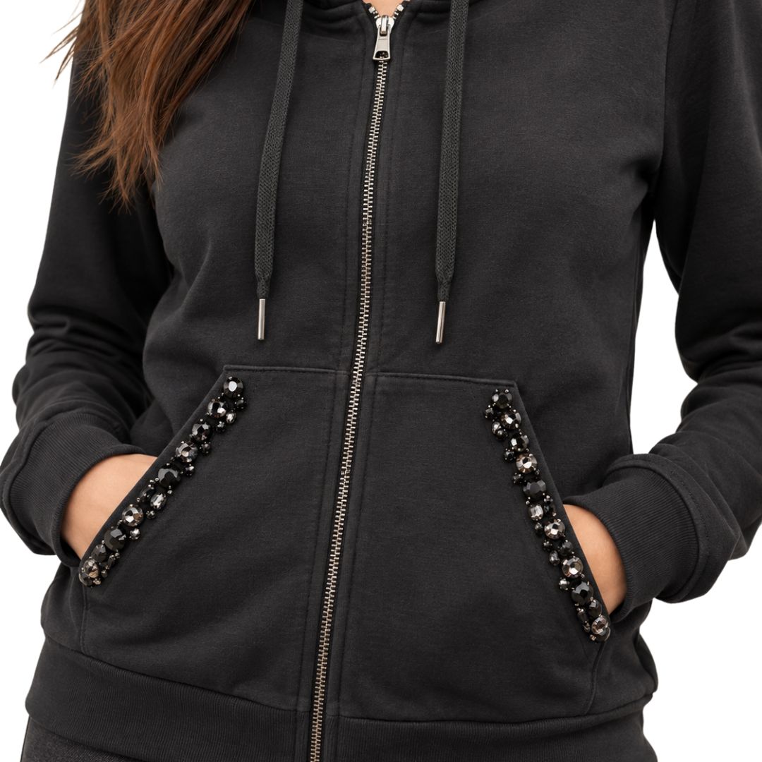 Felpa donna gioiello con zip e cappuccio