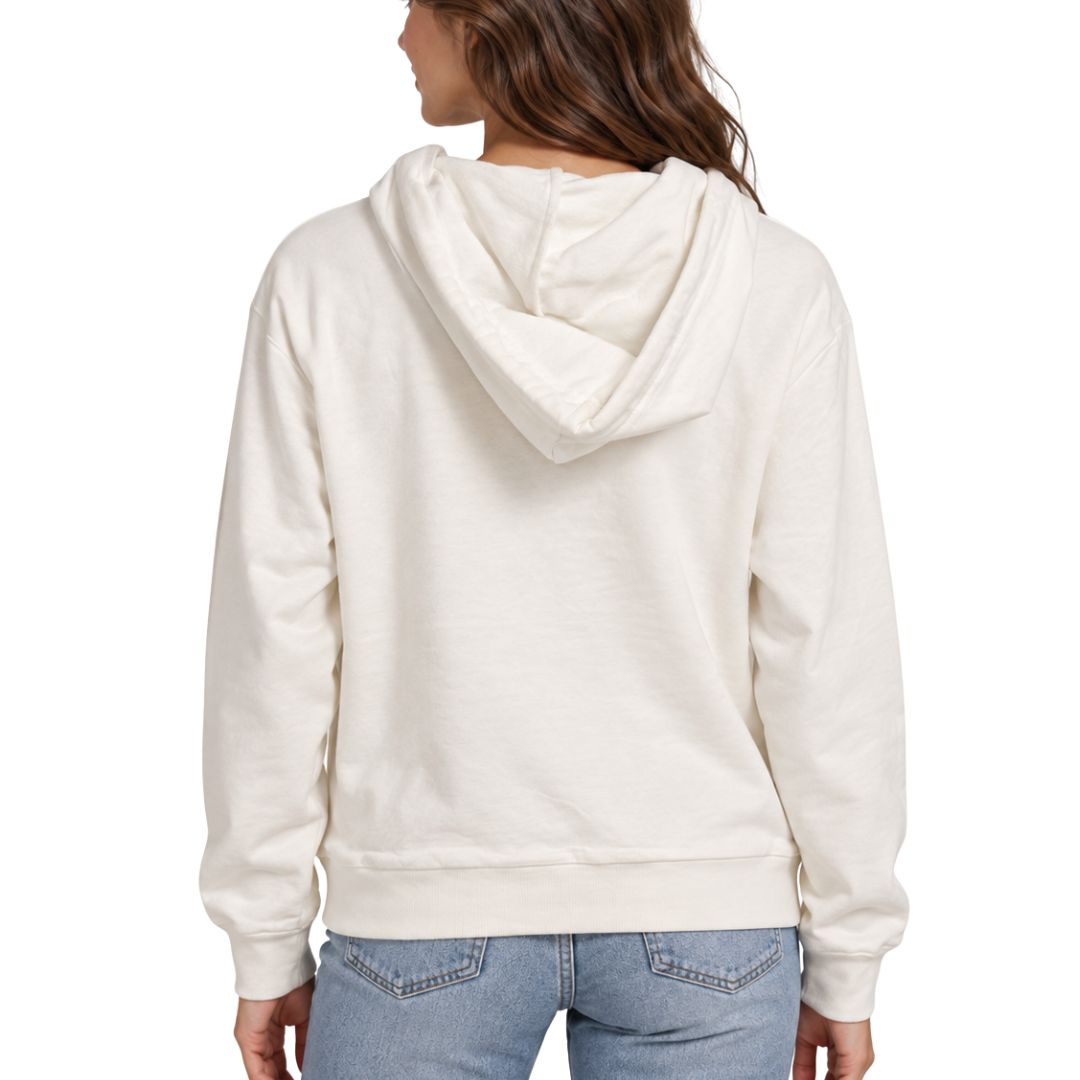 Felpa donna con zip e cappuccio ricamo fiore con paillettes