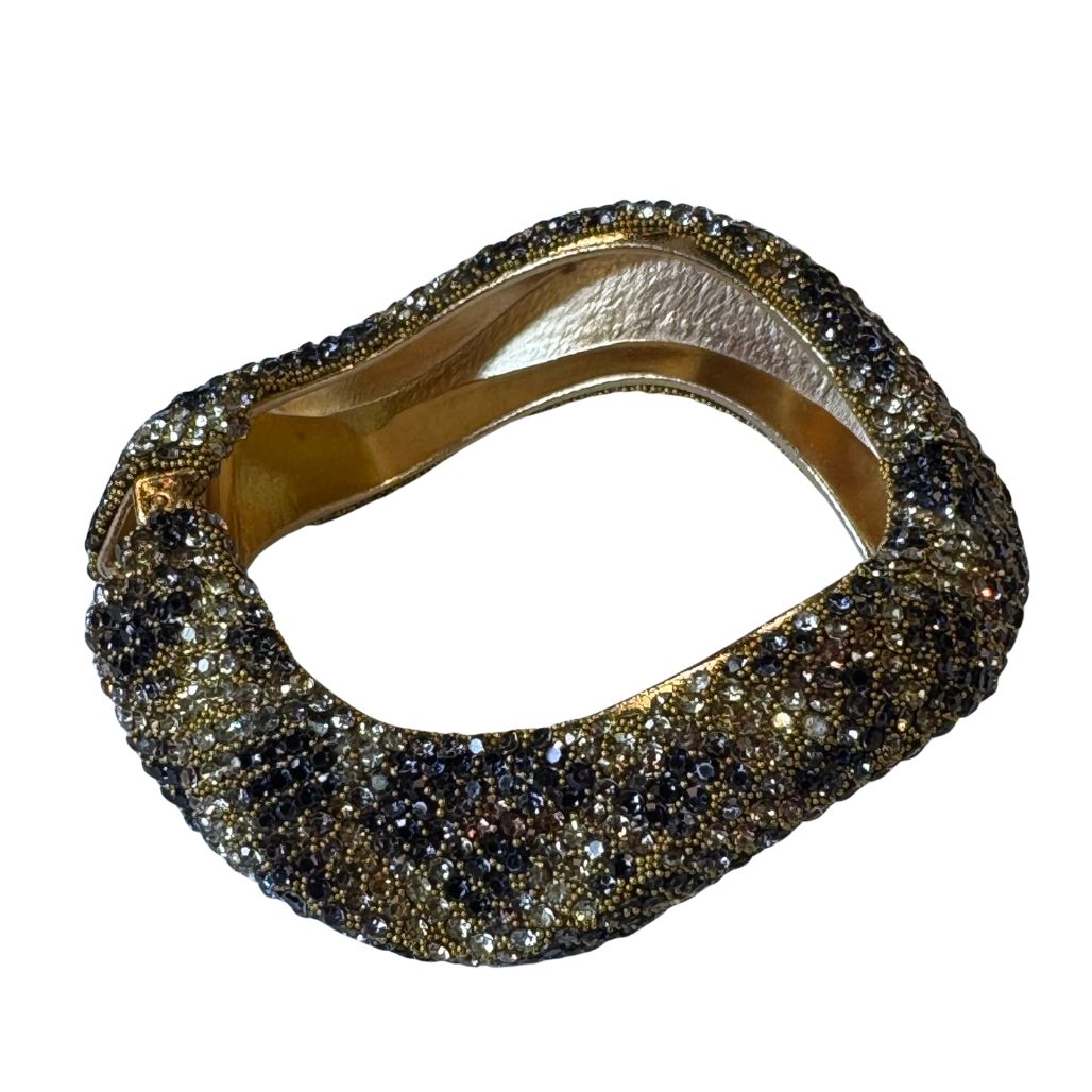 Bracciale donna rigido chiusura a molla con strass maculati
