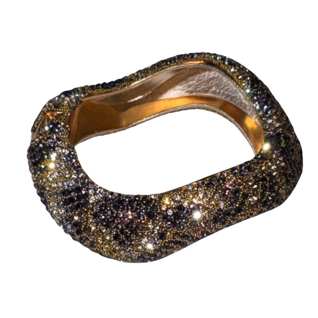 Bracciale donna rigido chiusura a molla con strass maculati