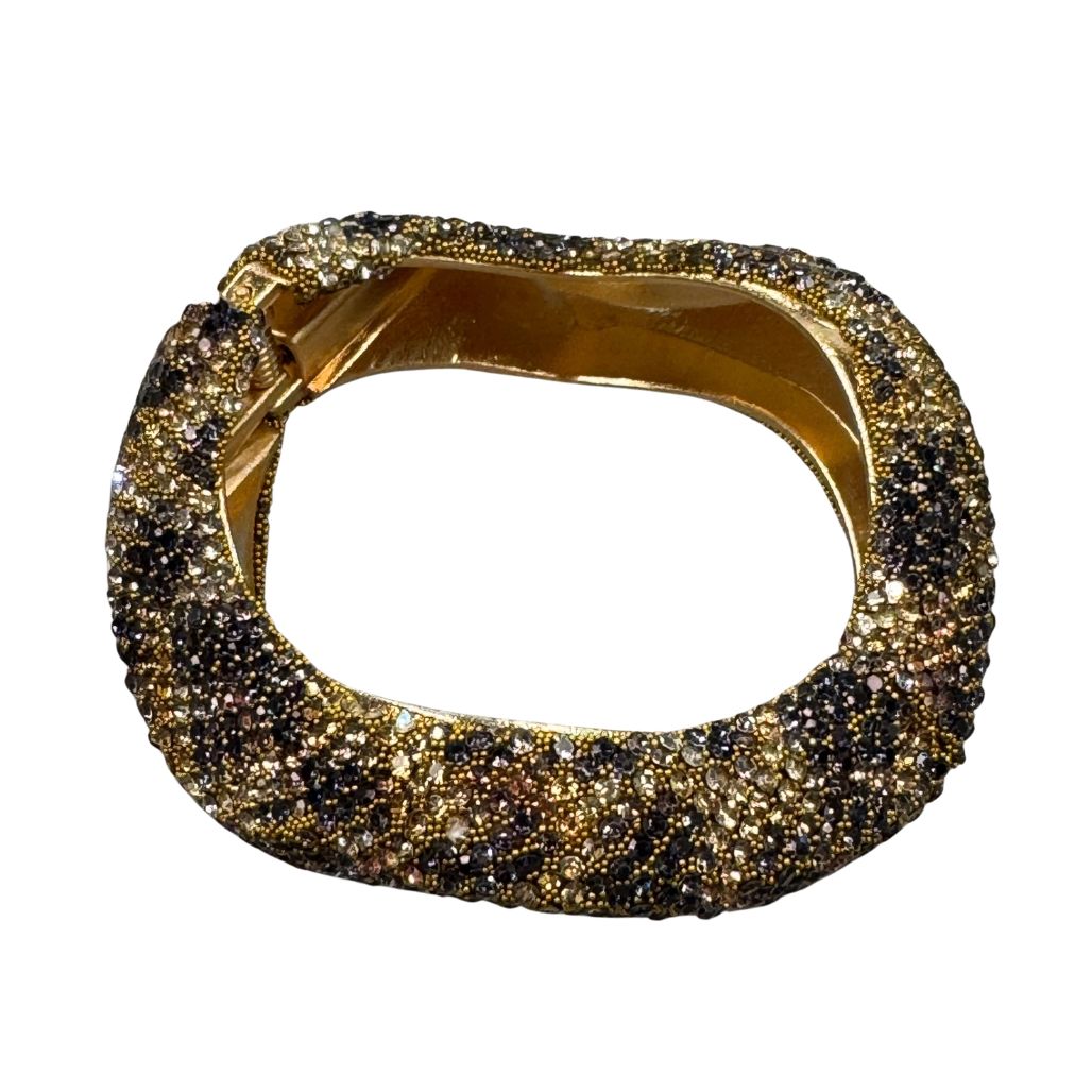 Bracciale donna rigido chiusura a molla con strass maculati