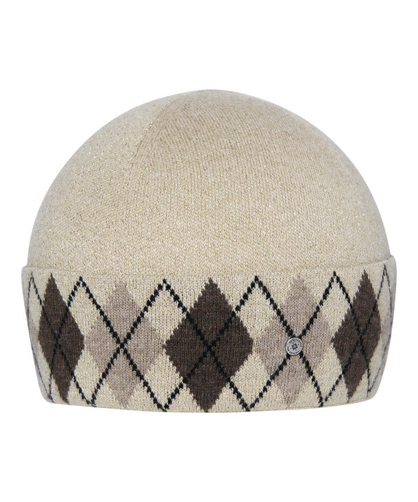 Cuffia donna Brit Chic laminata con risvolto a rombi misto lana