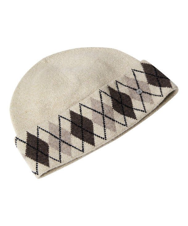 Cuffia donna Brit Chic laminata con risvolto a rombi misto lana