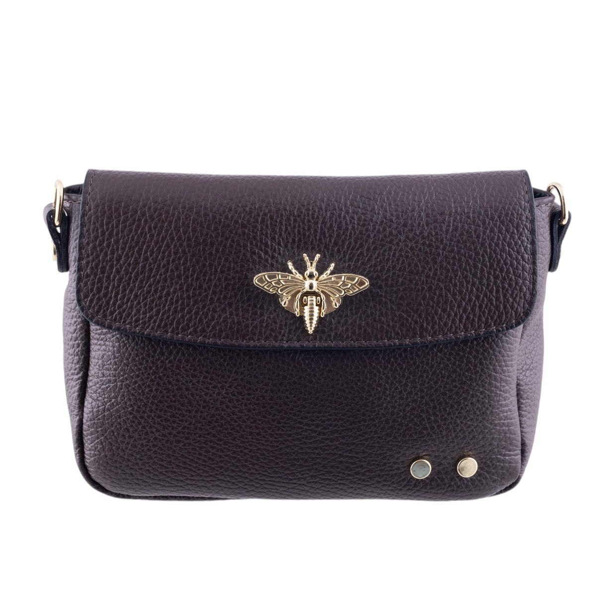 Borsina in pelle dollaro con tracolla oro e chiusura dorata con ape