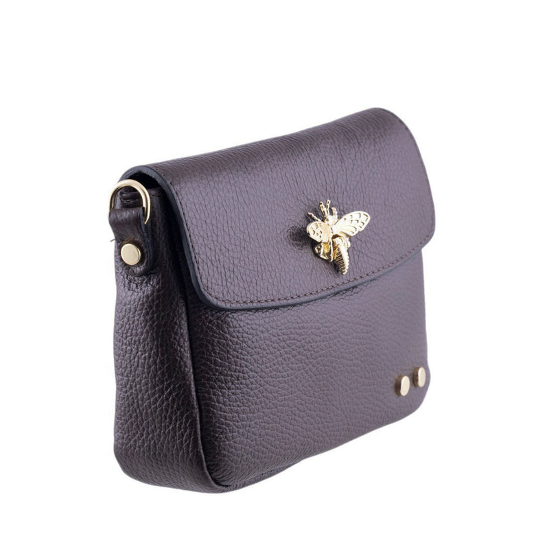 Borsina in pelle dollaro con tracolla oro e chiusura dorata con ape