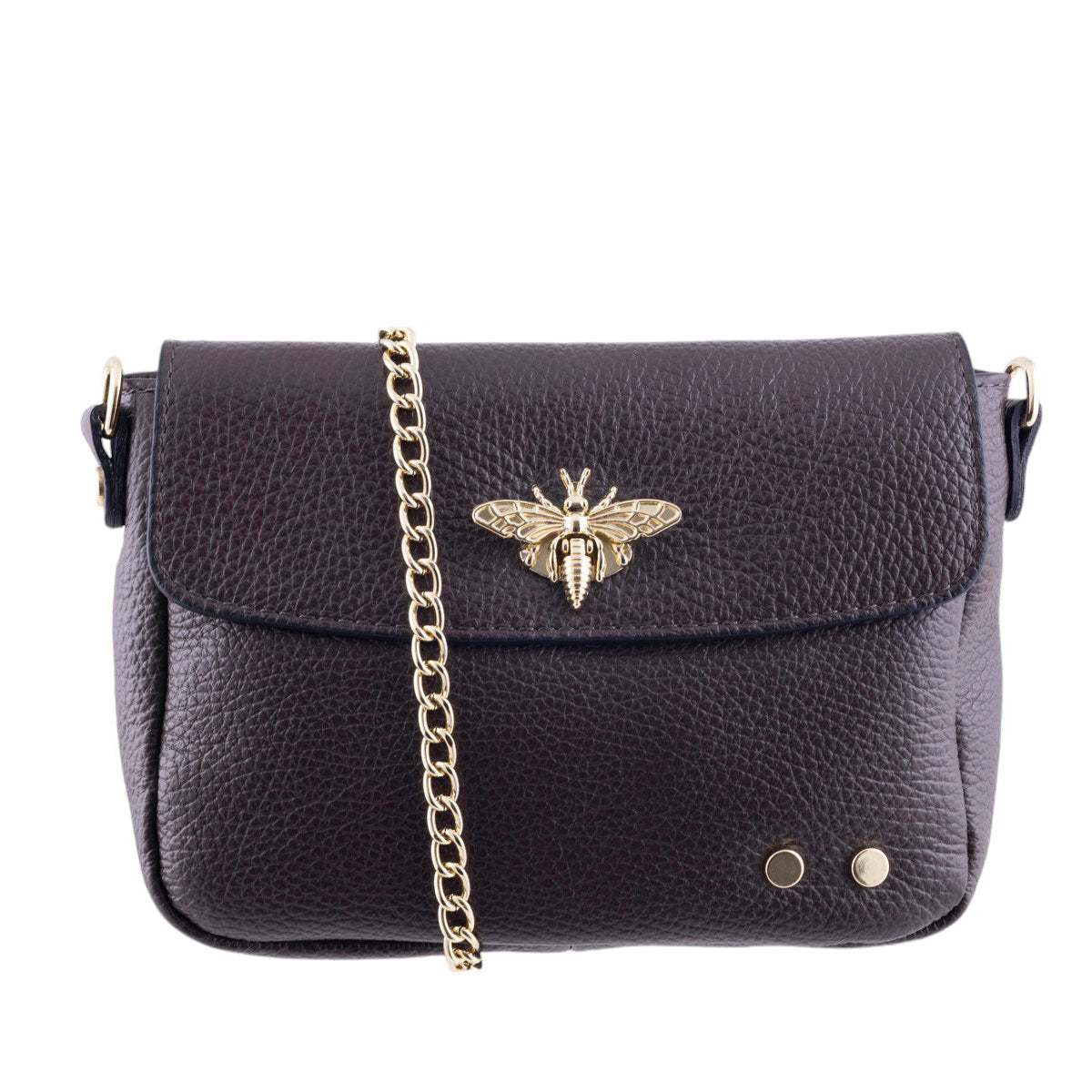 Borsina in pelle dollaro con tracolla oro e chiusura dorata con ape