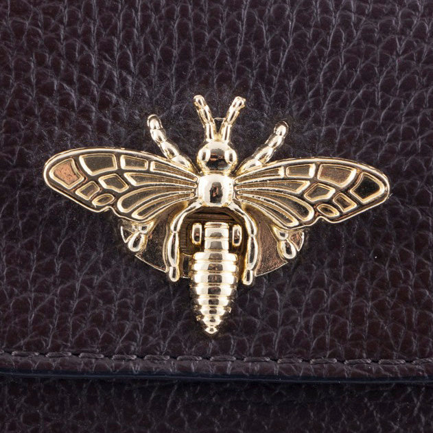 Borsina in pelle dollaro con tracolla oro e chiusura dorata con ape