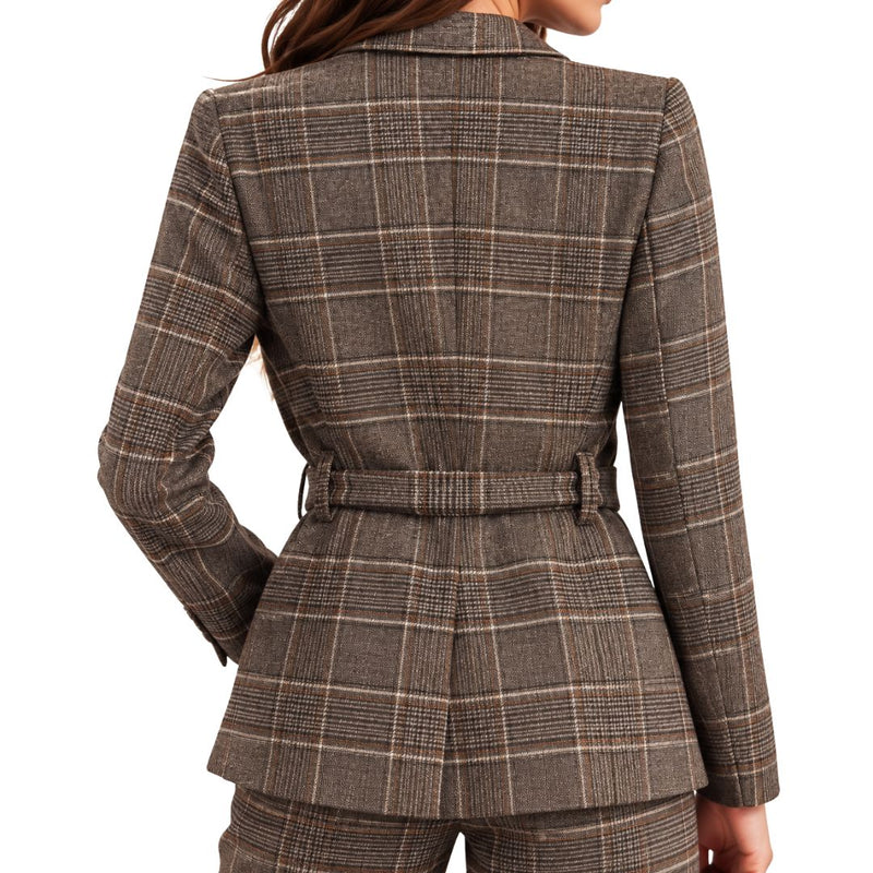 Giacca donna tailleur con doppio bottone fantasia tartan