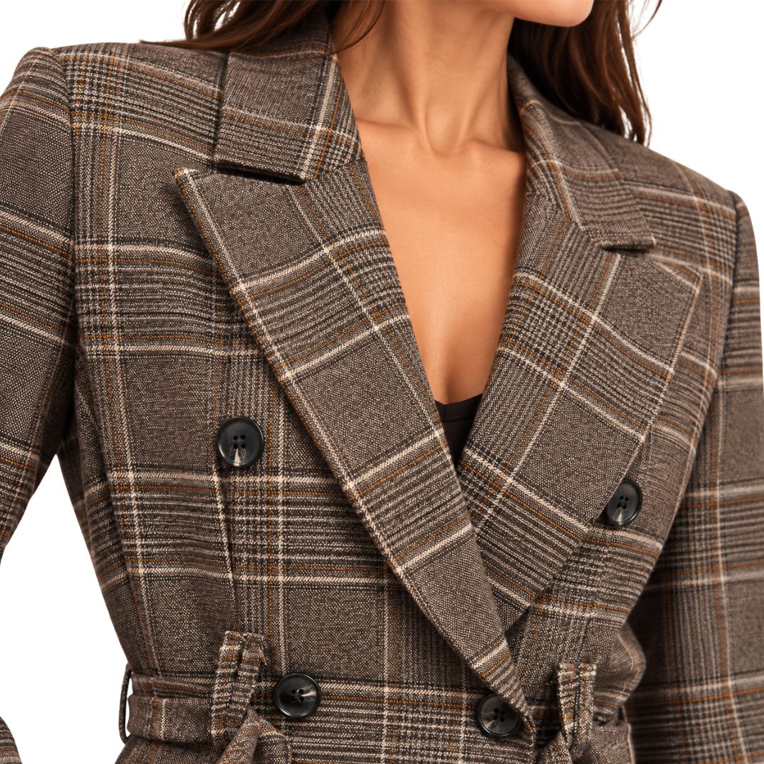 Giacca donna tailleur con doppio bottone fantasia tartan