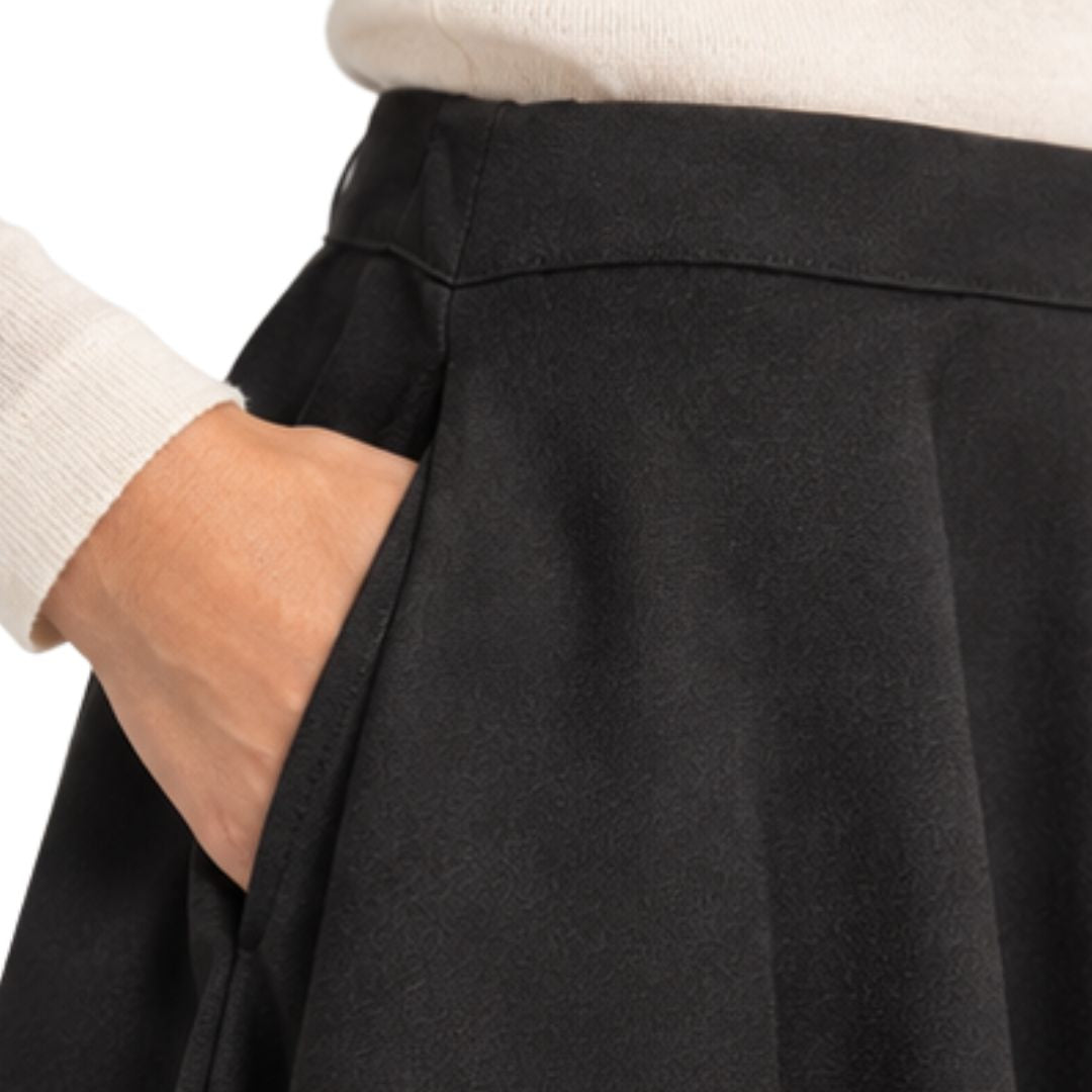 Gonna lunga donna tinta unita con tasche laterali e zip posteriore
