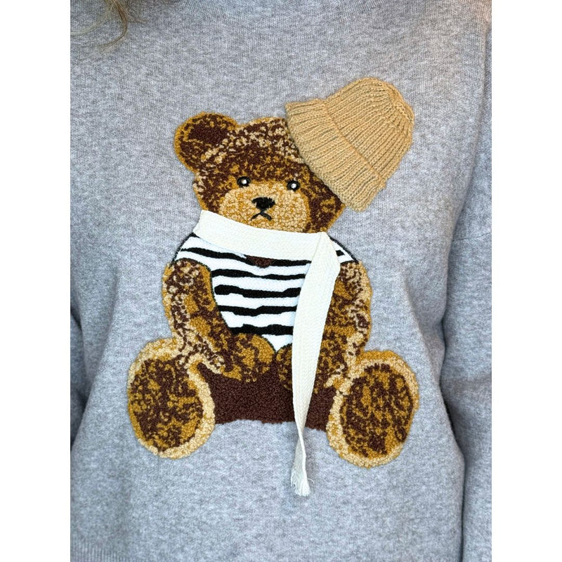Maglia donna con orsetto ricamato con cappello e sciarpa Ray&Co