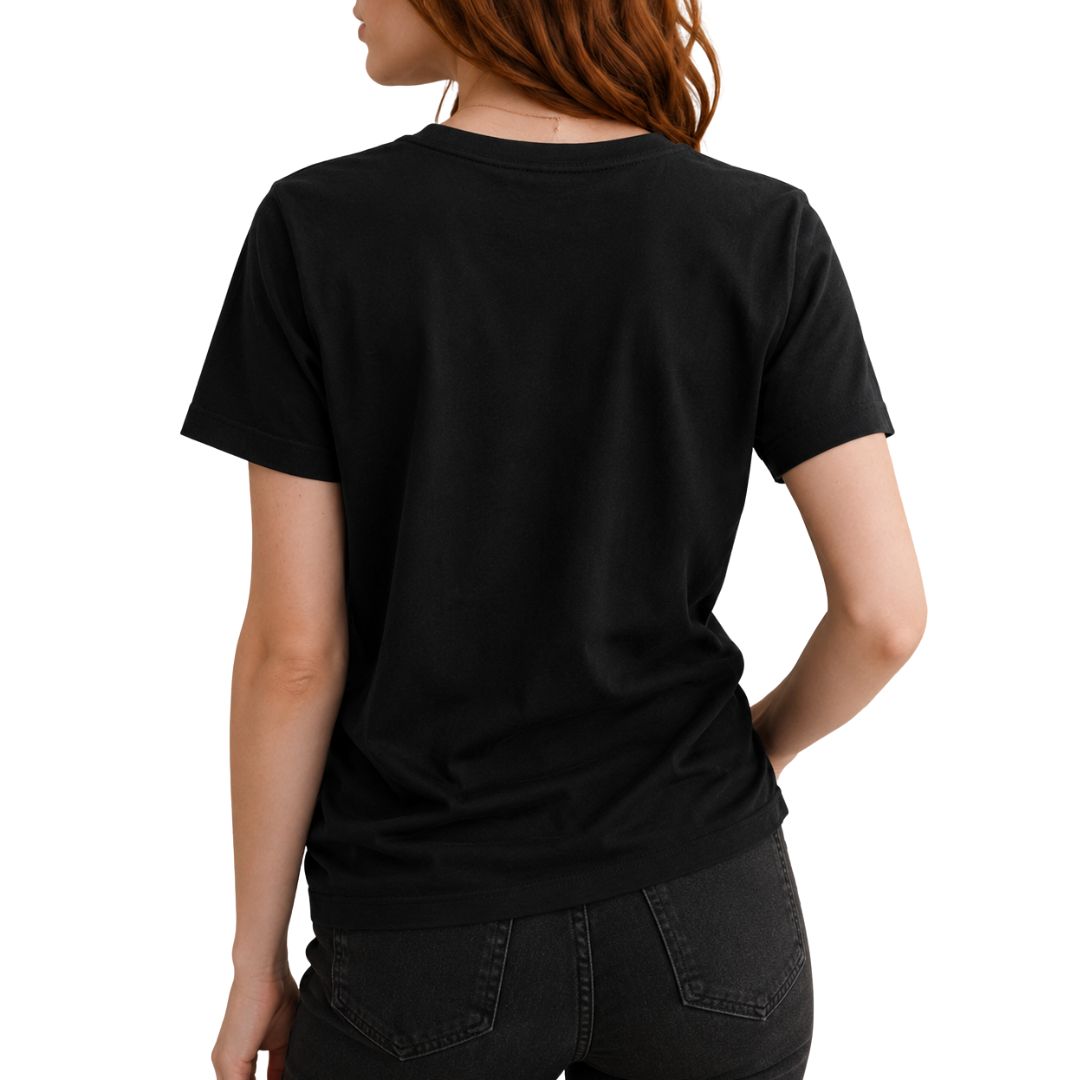 T-shirt donna manica corta motivo starbucks leopard decorata con strass dorati