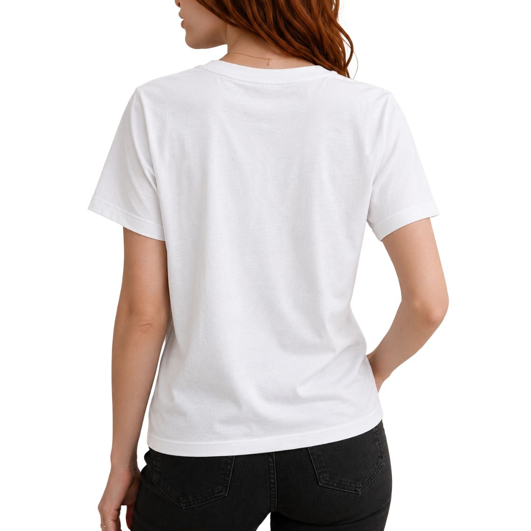 T-shirt donna manica corta motivo starbucks leopard decorata con strass dorati