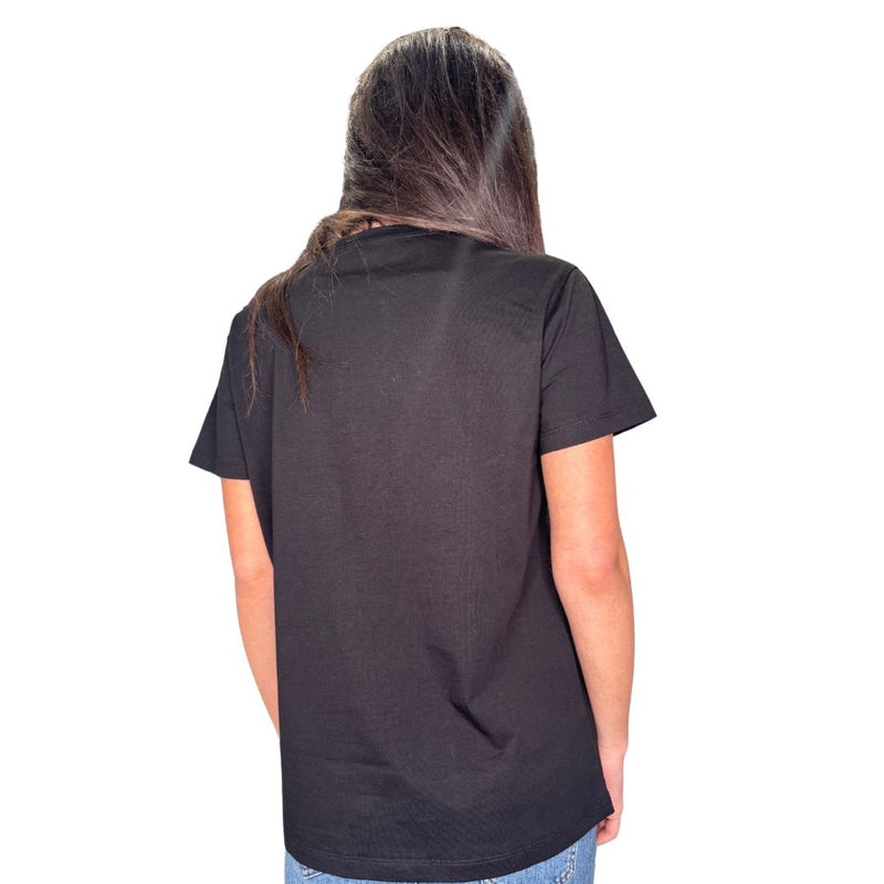 T-Shirt donna con stampa Minnie con maculato, strass e perline Made in Italy