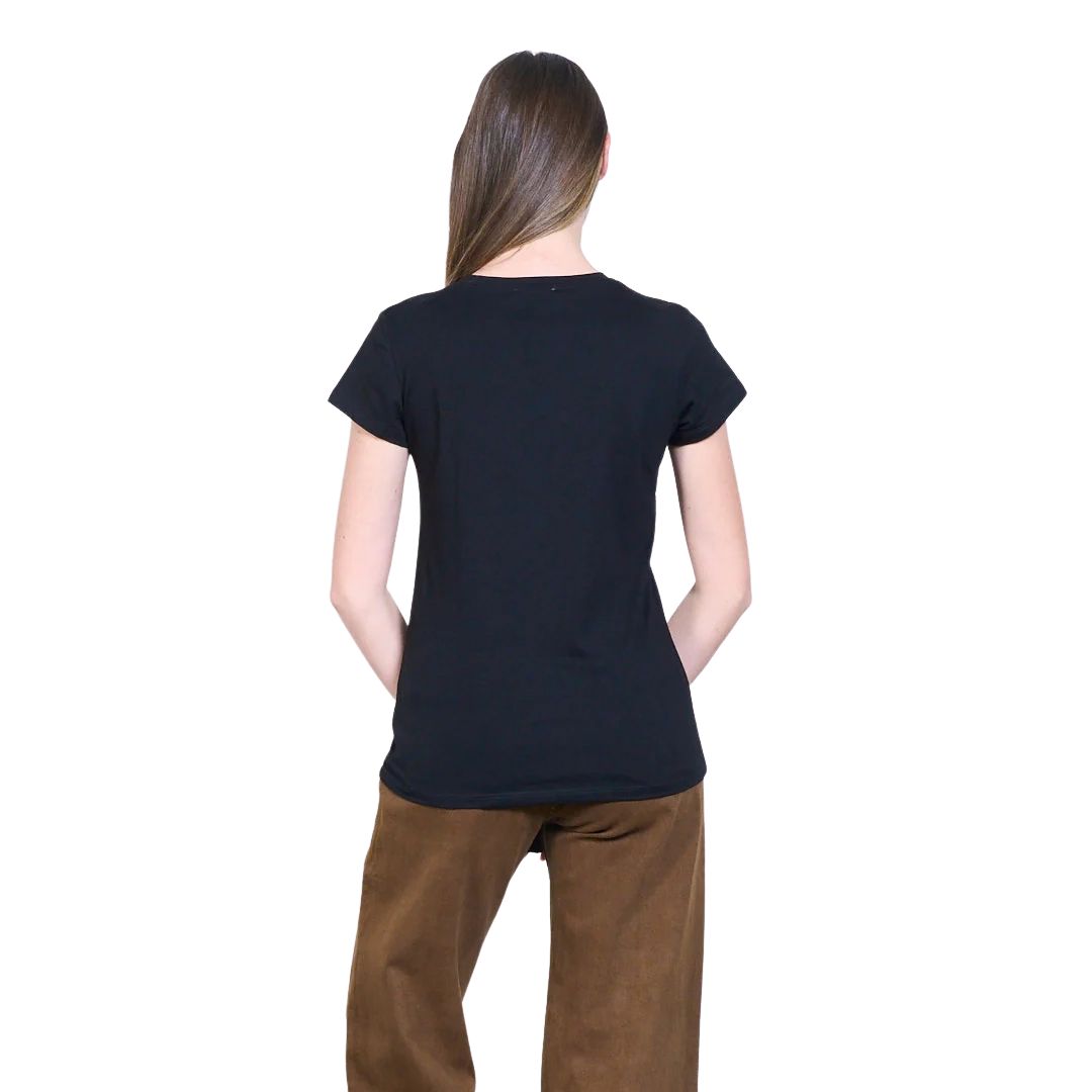 T-shirt donna a maniche corte fantasia cane e paillettes, scritta "Hello! Puppy"