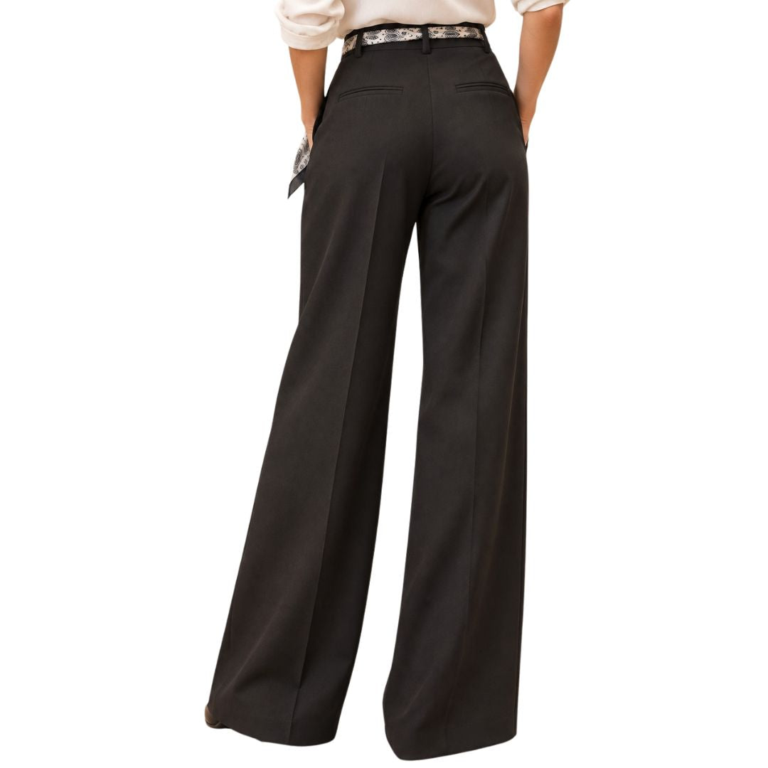 Pantalone donna palazzo morbido con pinces e fusciacca in vita