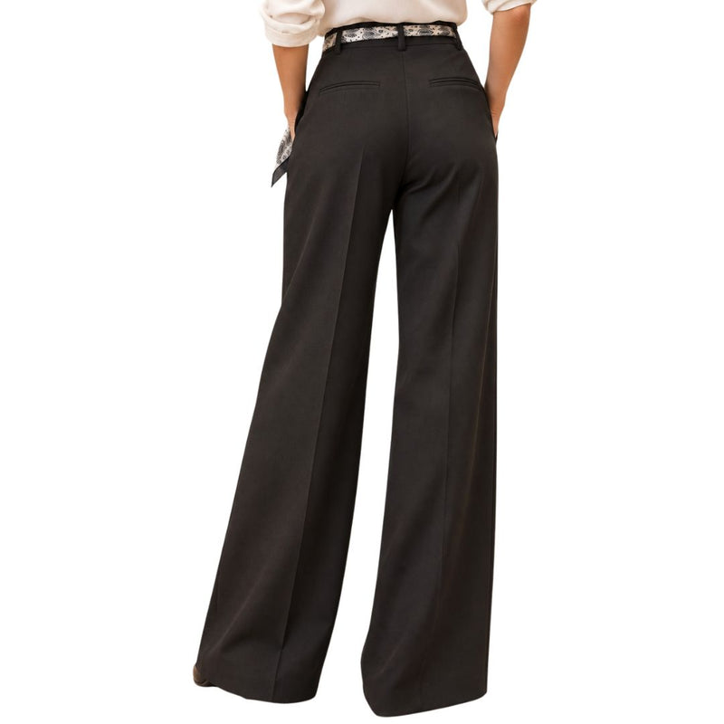 Pantalone donna palazzo morbido con pinces e fusciacca in vita