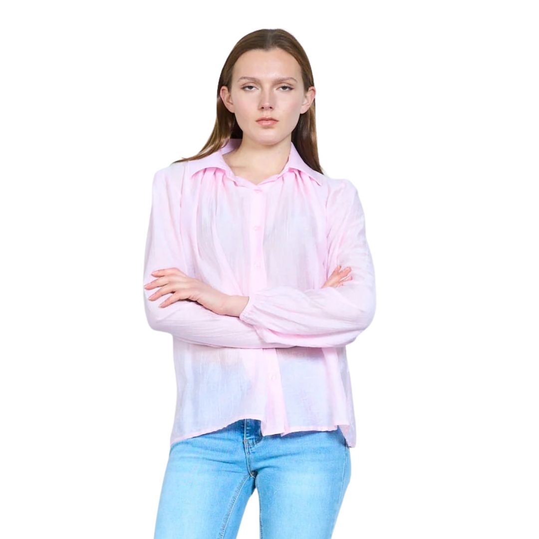 Camicia donna in tessuto goffrato semitrasparente
