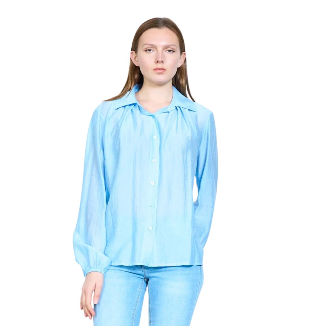 Camicia donna in tessuto goffrato semitrasparente