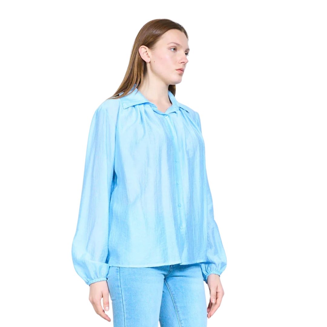 Camicia donna in tessuto goffrato semitrasparente