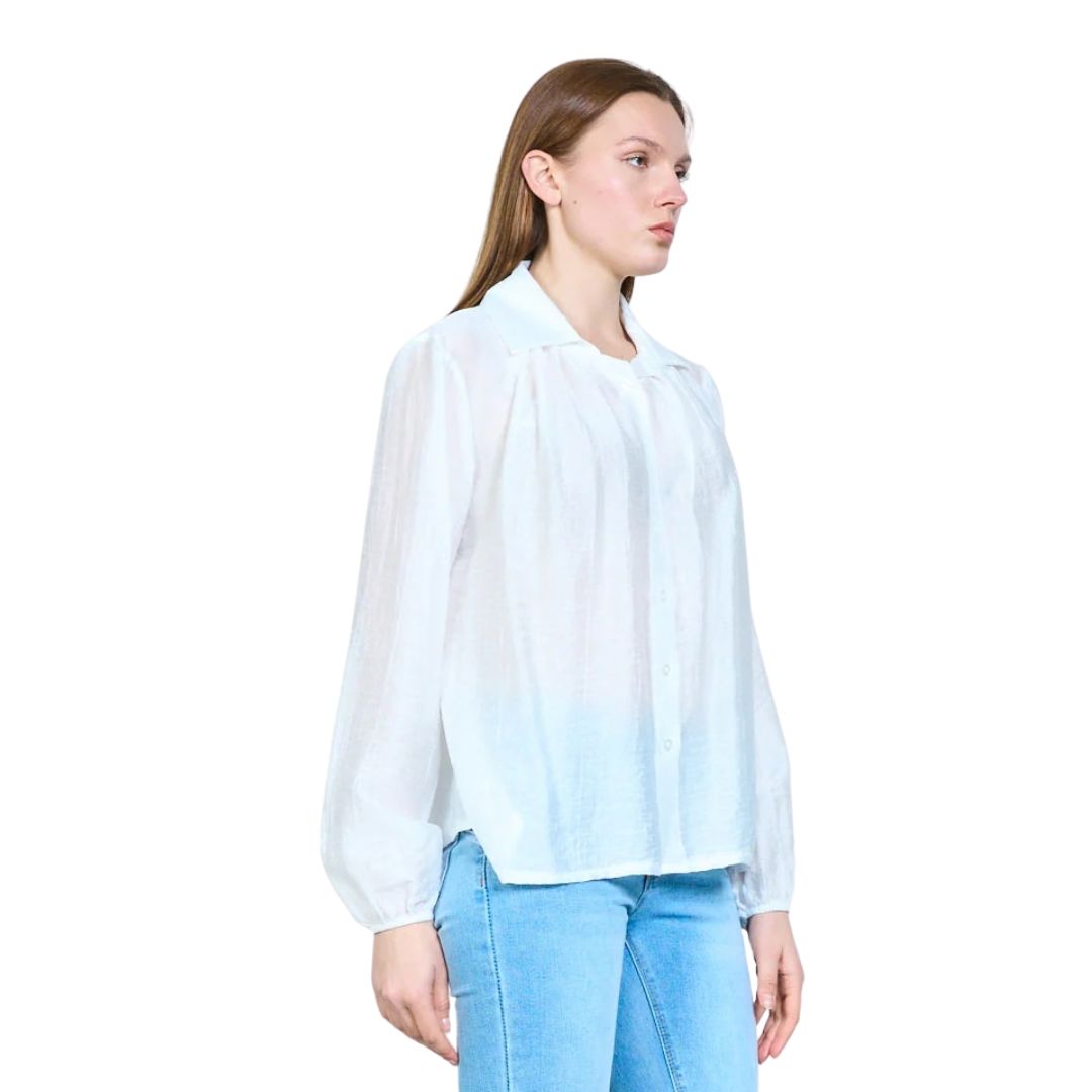 Camicia donna in tessuto goffrato semitrasparente