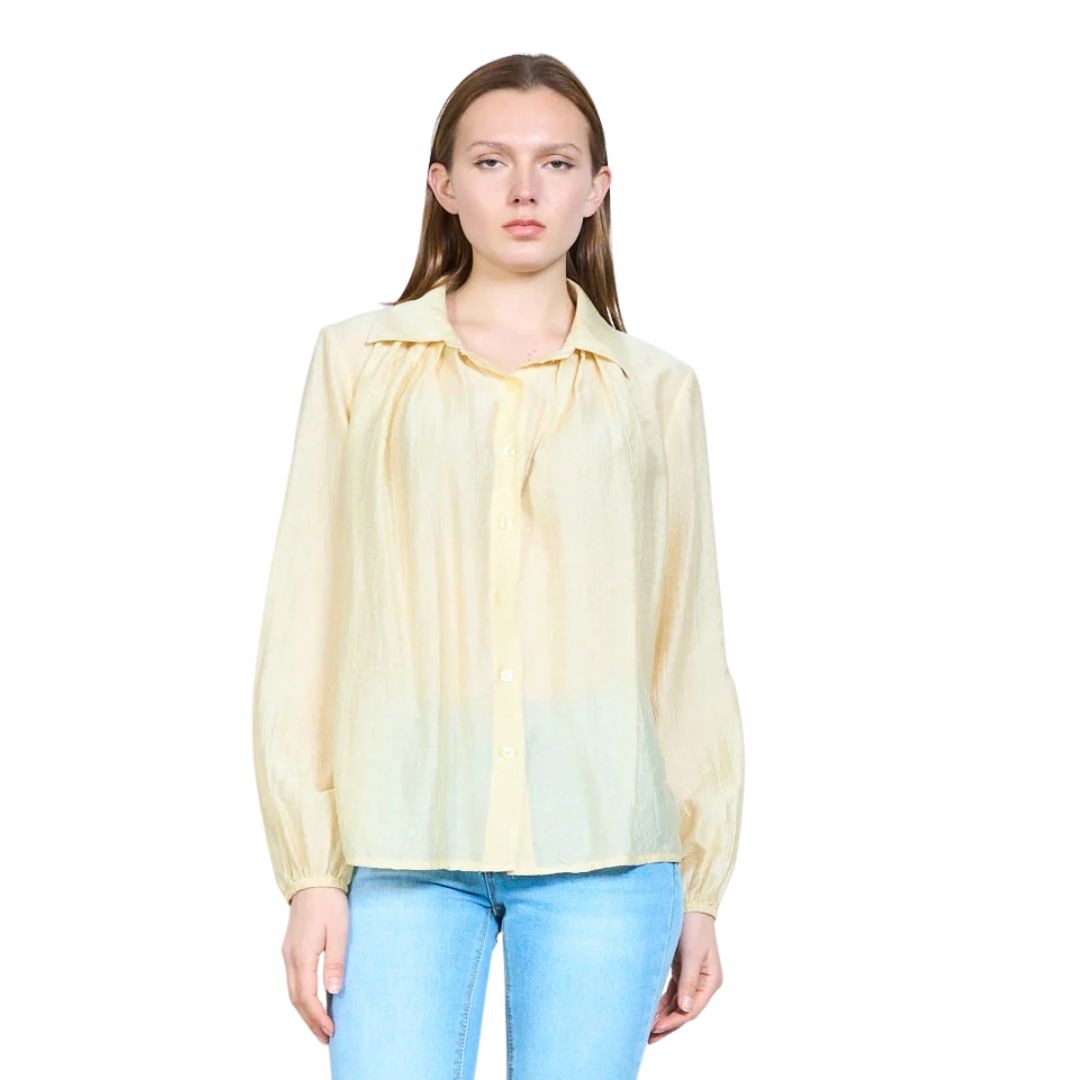 Camicia donna in tessuto goffrato semitrasparente