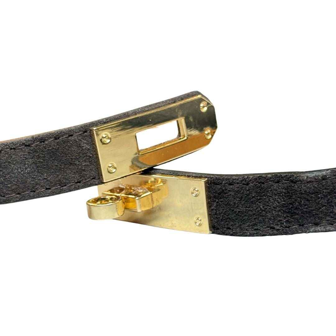 Cintura donna vera pelle scamosciata regolabile chiusura lucchetto dorata