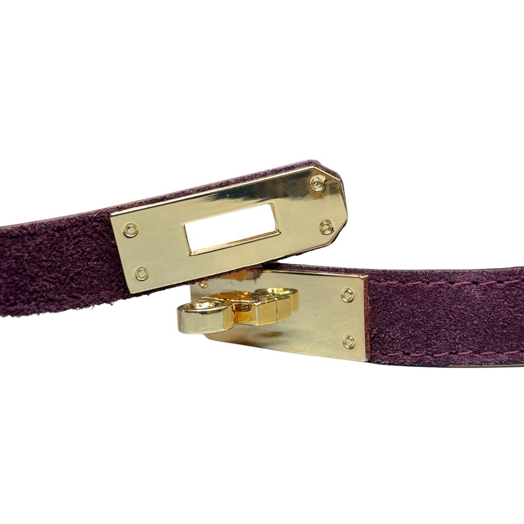 Cintura donna vera pelle scamosciata regolabile chiusura lucchetto dorata