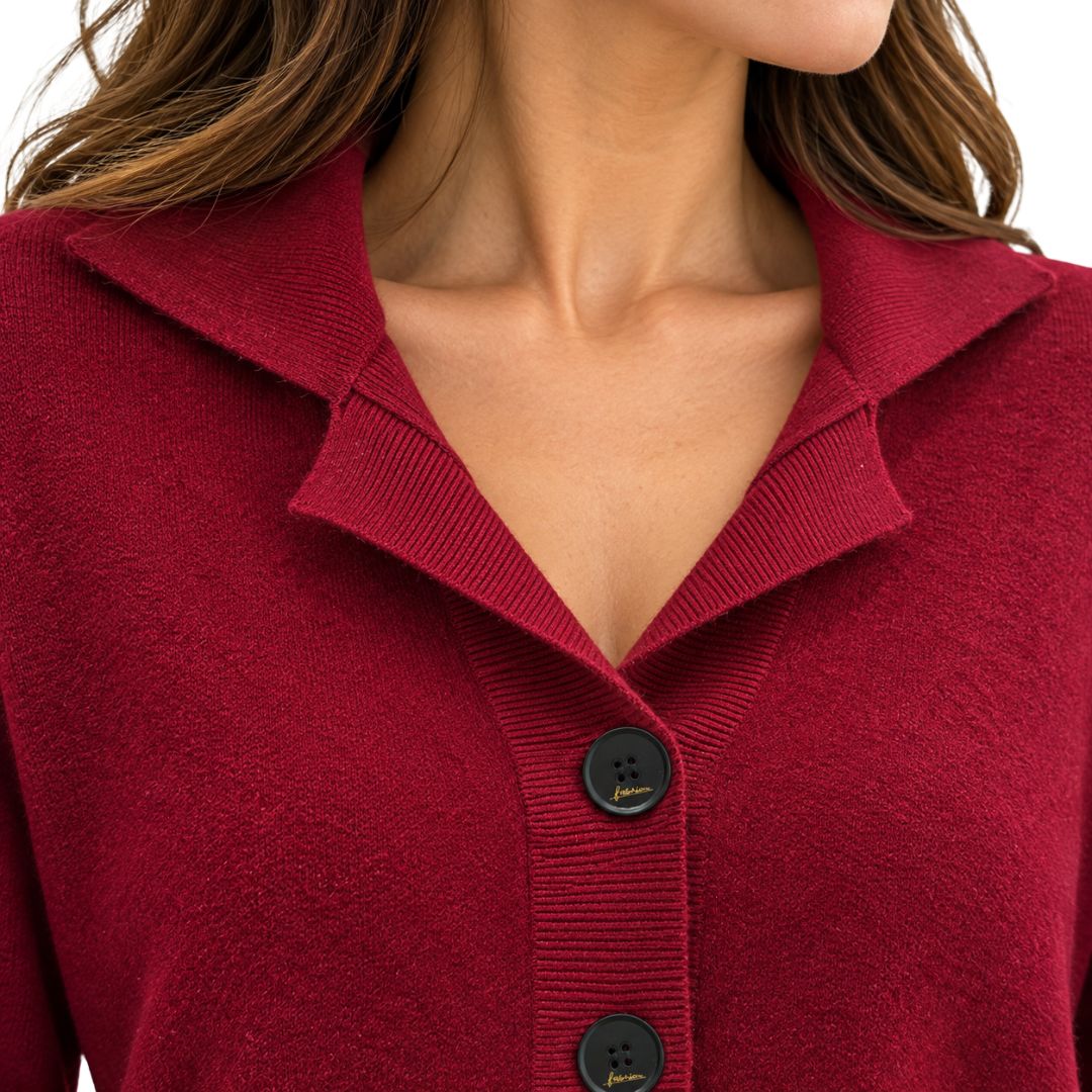 Cardigan donna con colletto e bottoni
