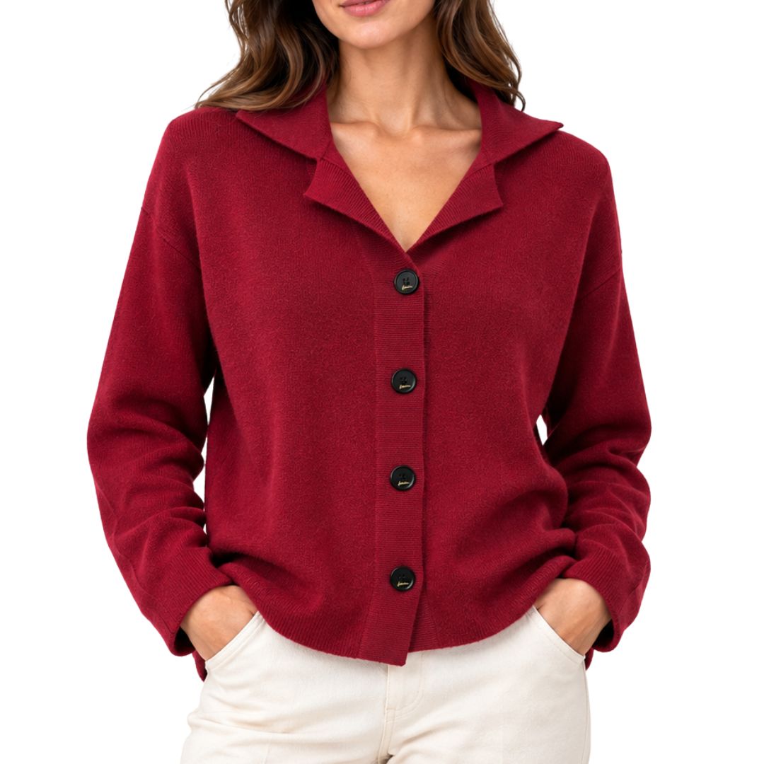 Cardigan donna con colletto e bottoni