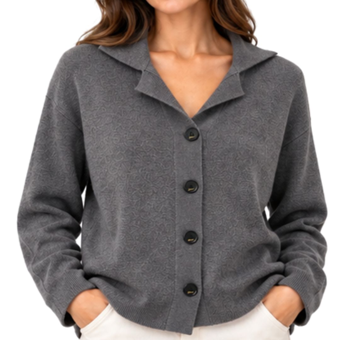 Cardigan donna con colletto e bottoni