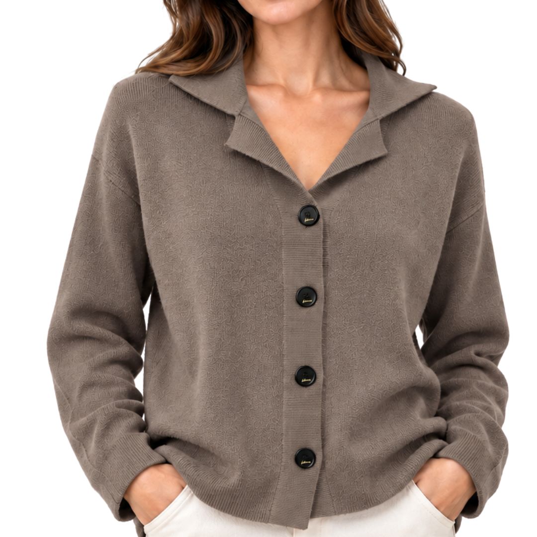 Cardigan donna con colletto e bottoni