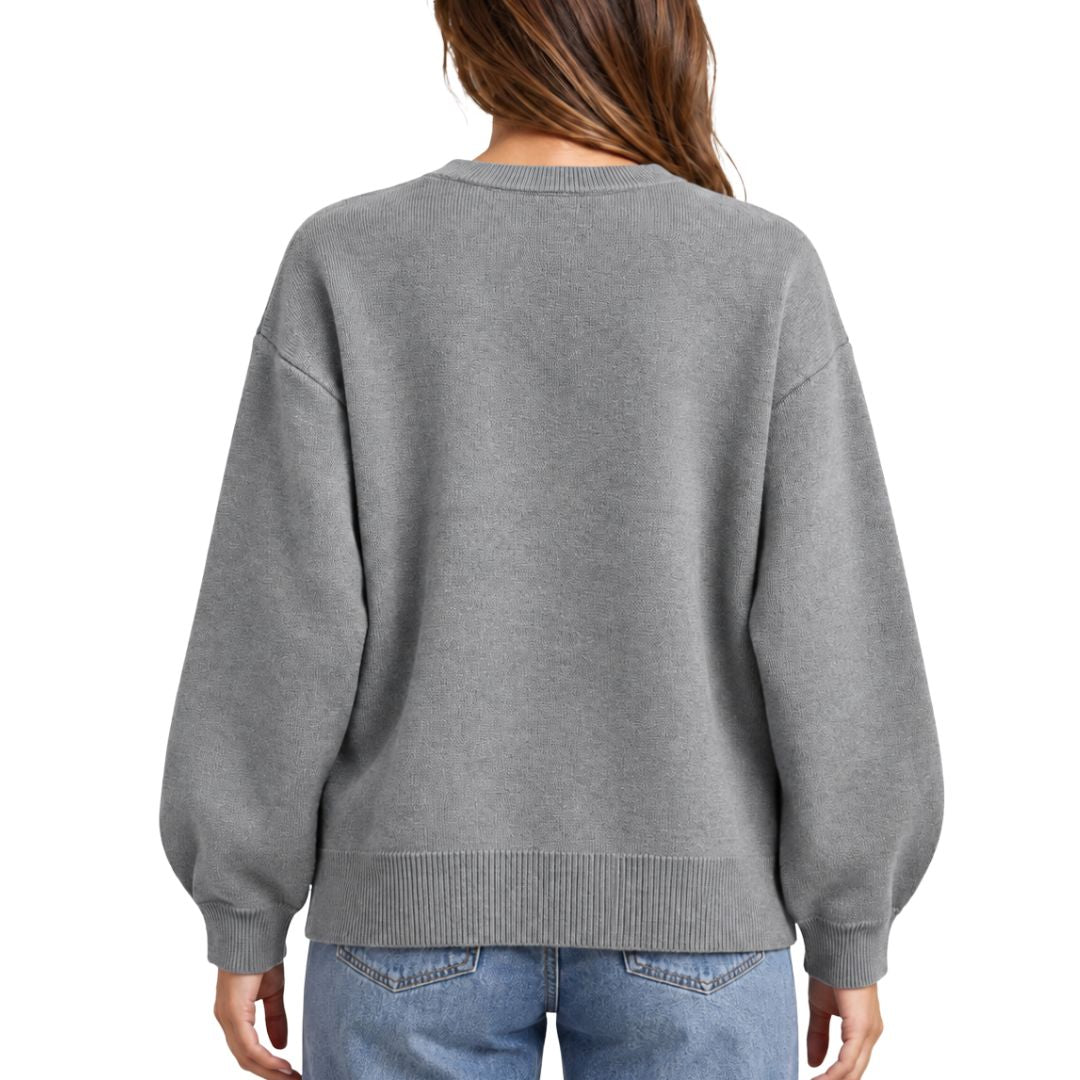 Cardigan donna con bottoni gioiello scollo tondo