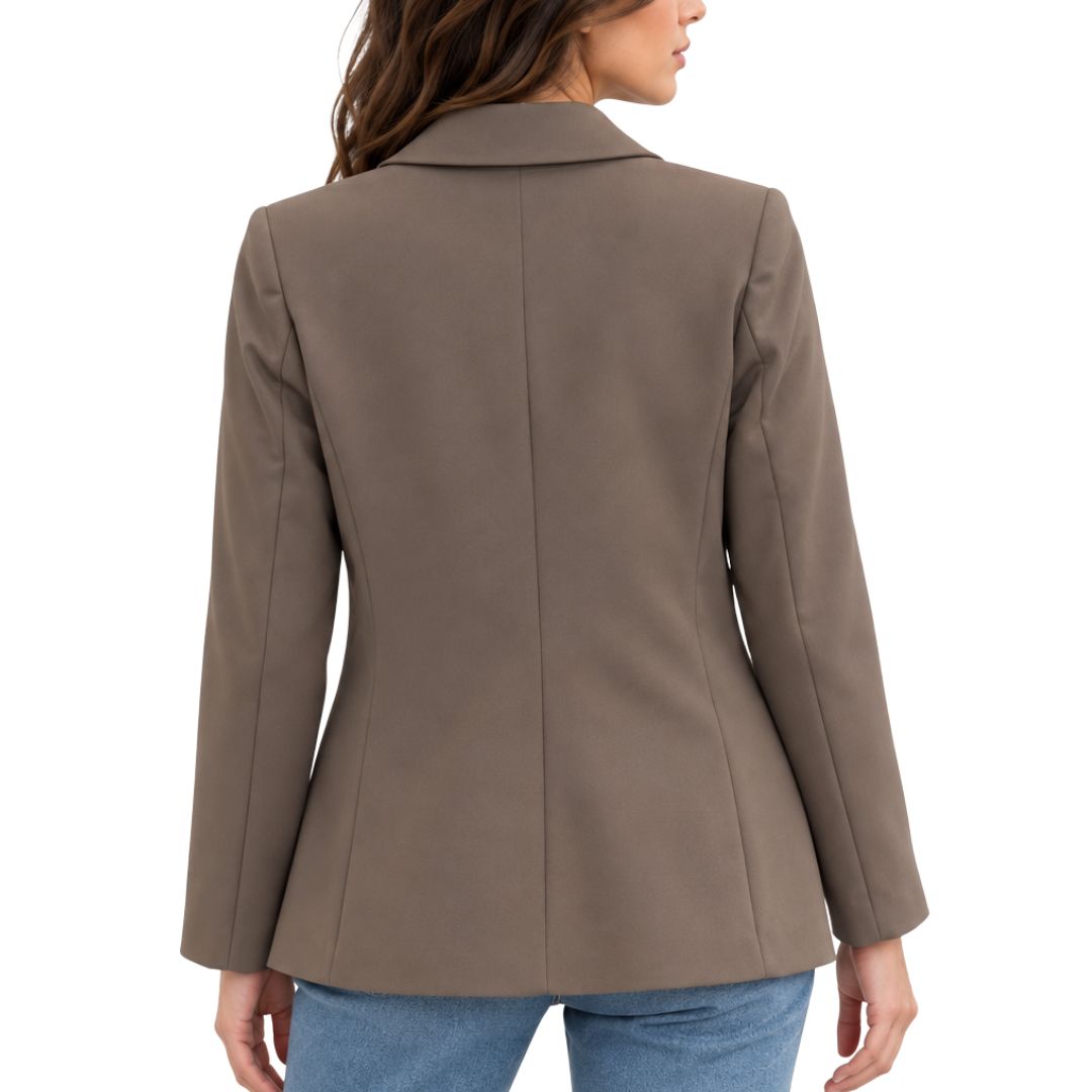 Blazer donna monopetto 2 bottoni, con applicazione tasche frontali in tessuto