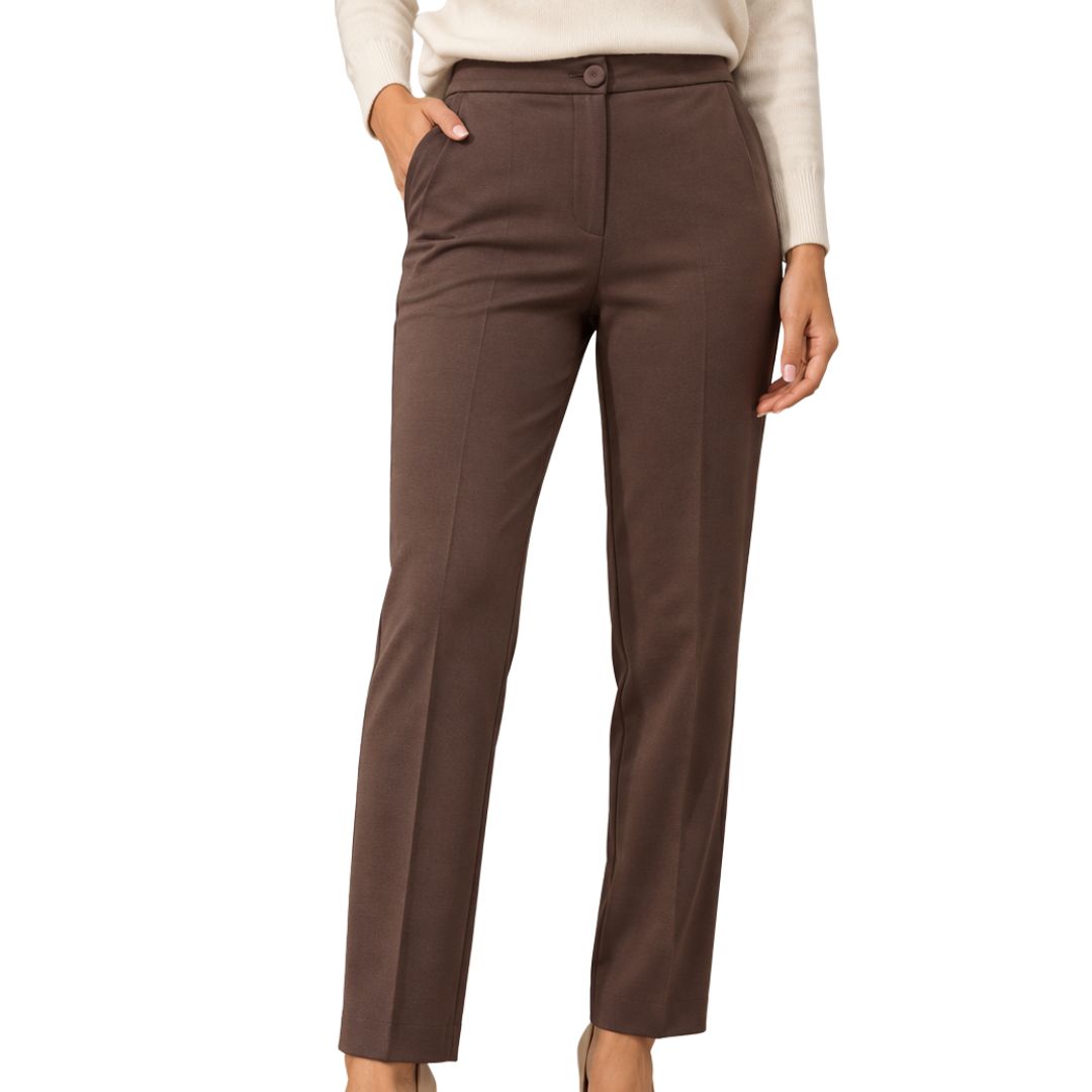Pantalone donna a sigaretta elasticizzato in misto cotone