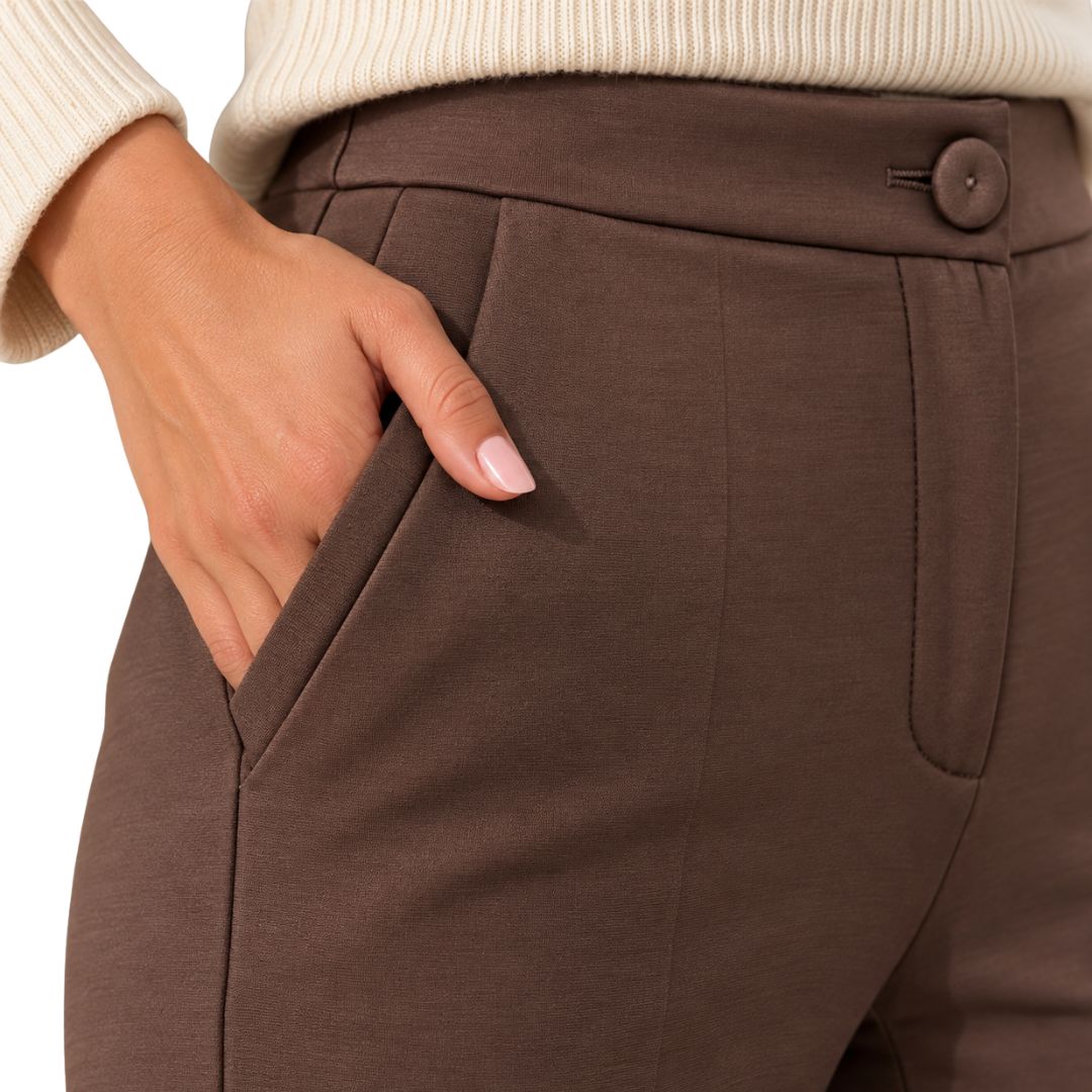Pantalone donna a sigaretta elasticizzato in misto cotone